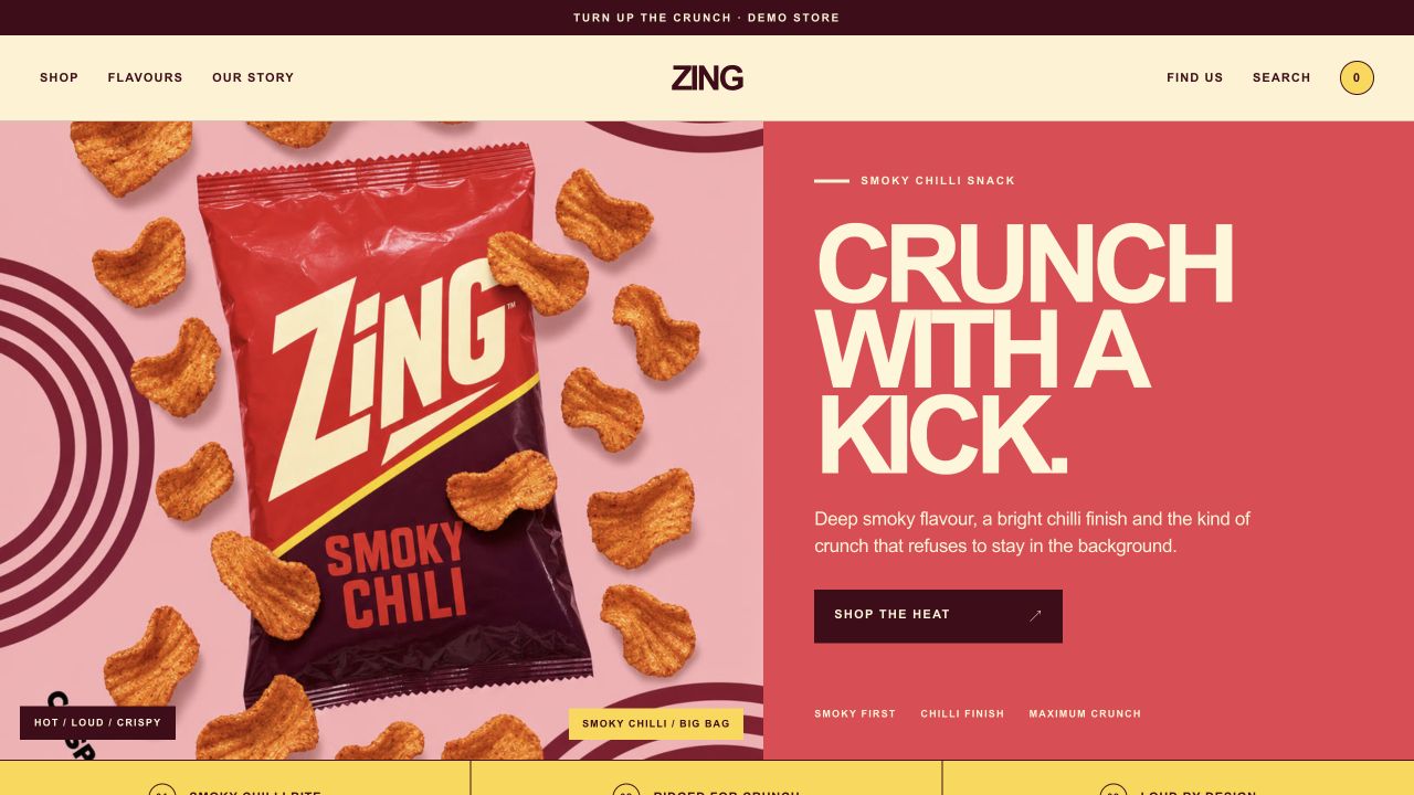 Zing landing page concept